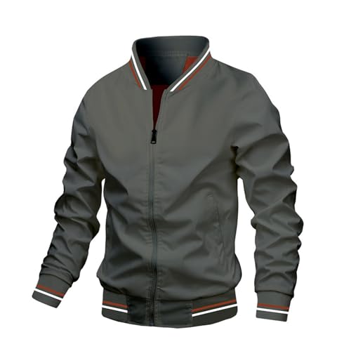 Thatrich Men's Casual Bomber Jacket with Pockets