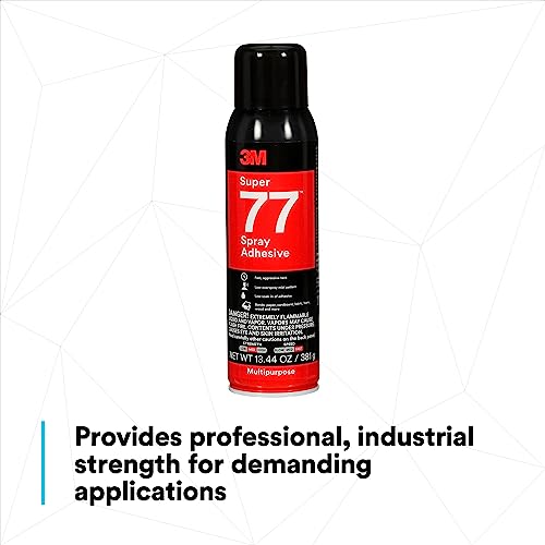 3M Super 77 Multipurpose Permanent Spray Adhesive Glue, Paper, Cardboard, Fabric, Plastic, Metal, Wood, Net Wt 13.44 Oz #TOP5