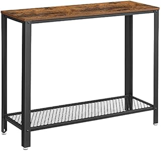 VASAGLE Console Table, Entryway Table, Stable Sofa Table, for Living Room, Bedroom, Easy Assembly, Rustic Brown and Black LNT80X