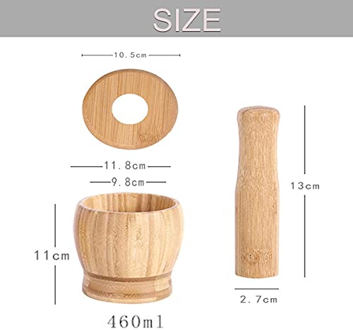 Large Wooden Mortar And Pestle Set With Spoon| Pepper Grinder| Pill Crusher Mortar| Spice Mortar And Pestle| Bowl And Crusher| Guacamole Bowl Shell Garlic Pepper Press Grinder Crusher Mix #TOP3