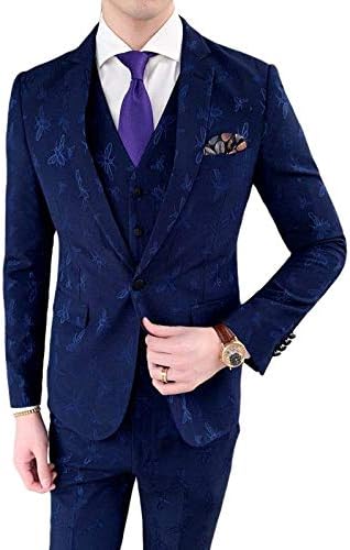 Amazon Co Jp Sooger 3点セット 刺繍 男 シングル ボタン スーツ セット 結婚式 司会者 晩餐会 ドレス スーツ 就職スーツ オールシーズン 面接 結婚式 フォーマル パーティー 無地 ネイビー グレー スーツ メンズ スリーピース 服 ファッション小物