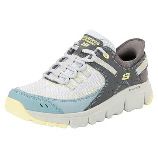 Skechers, CUMBRES EN Mujer, Malla sintética Azul con Ribete Amarillo, 38 EU