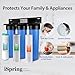 iSpring WGB32BM 3-Stage Whole House Water Filtration System (w/ 20” x 4.5” Sediment, Carbon, and Iron & Manganese Reducing Filters) w/ 3/4'' Push-Fit Braided Stainless Steel Hose Connectors