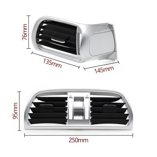 Grille d'aération centrale droite tableau de bord compatible avec Targa 997 2004-2011 silver