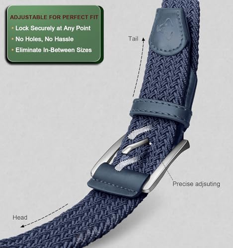 Image of Stretch Belt Men,Bulliant Mens Woven Stretch Braided Belt 1 3 /8