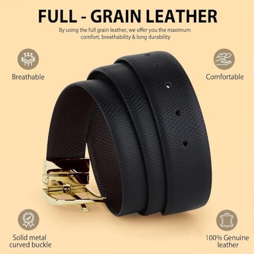 Image of HAYES LONDON Belts for Men Leather Original - Belt for Men Formal with Classic Design, Durable and Italian Reversible Men's Belts for All Occasions