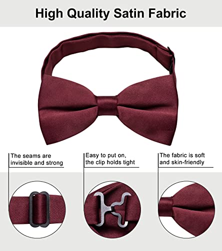 Image of YourTies Bow Ties for Men Pretied Bowties Solid Color Satin Bow Tie Formal Business Tuxedo Wedding Party Prom