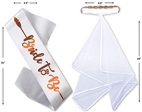 Miniatura 3 de Bride to Be - Juego de velo de diadema bohemio con cuentas de cristal perfecto para decoraciones de despedida de soltera, despedidas de soltera,