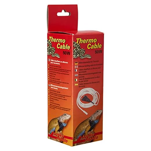 Lucky Reptile Thermo Cable - 50 W Cable Calefactor Impermeable para terrarios - Cable de 6,5 m con 1,5 m de alimentación fría - Calentamiento rápido y Calor Uniforme - Accesorios para terrario