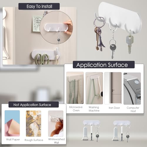 2er-Pack Magnetischer Schlüsselhalter mit 3 Haken für Kühlschrank, Küche und Waschküche