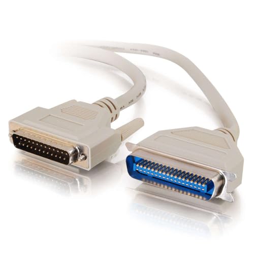 C2G 02301 IEEE-1284 DB25 Male to Centronics 36 Male Parallel Printer Cable, Beige (12 Feet, 3.65 Meters)