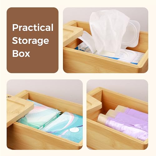 Wealone T-002T 3-In-1 Toilet Paper Holder With Shelf And Storage, Rotating Bamboo Dual Toilet Tissue Roll Holder Wall Mount thumb #2