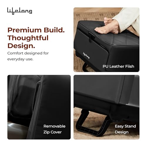Image of Lifelong 2 in 1 Foot & Leg Massager Machine & Foldable Ottoman Rest for Home - Pain Relief Massage for Legs - Heat + Rolling, Kneading, Shiatsu, Vibration & Air Compression | Ideal for Feet, Ankle & Legs