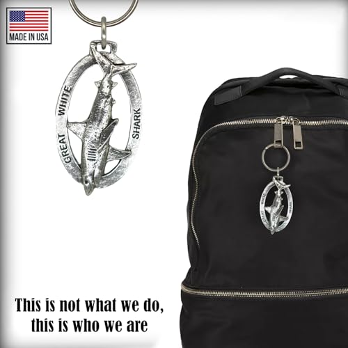 Image of Great White Shark Pewter Key Chain, Key Fob, Key Ring, Gift, S112KC