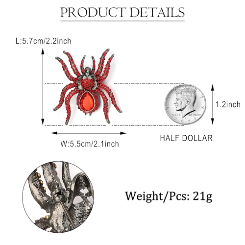 Image of EVER FAITH Women's Austrian Crystal Vintage Style Halloween Gothic Spider Skull Brooch Pin