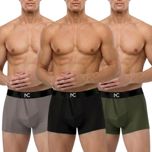 Image of Men's Microfiber Boxer Briefs for Men | Ultra Soft, Breathable, Moisture Wicking Stretch Trunks | Anti-Chafing Comfort | Elastic Waistband Pack of 3