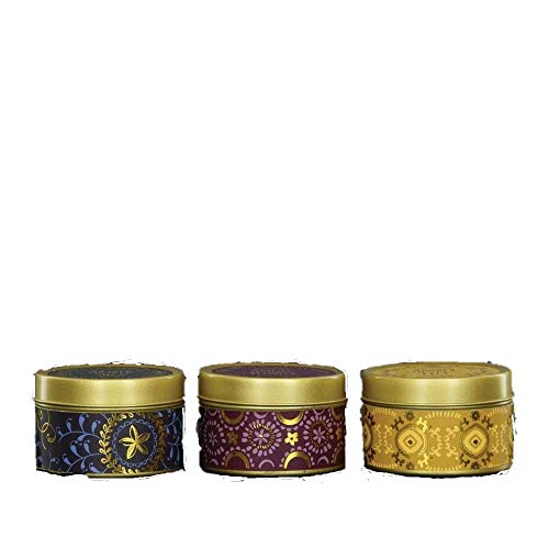 CANDLELIGHT Bohemian Set of 3 Tin Candles Amber Shea, Angel Flower, Amber Lily Scent 60g