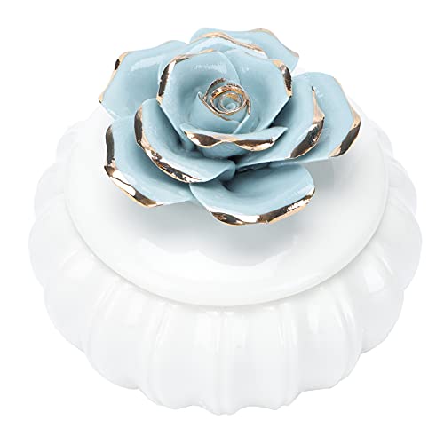 Cabilock 1pièce Boîte De Rangement Céramique Élégante Pot De Stockage Scellé Pratique Pour Bijoux Bonbons Et Petits Objets Comme De Mariage Ou Décoration Maison Modèle Floral Rose