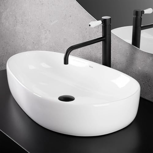 Lavabo sobre encimera rectangular Rea Sandra pileta de baño blanca 65x40 4