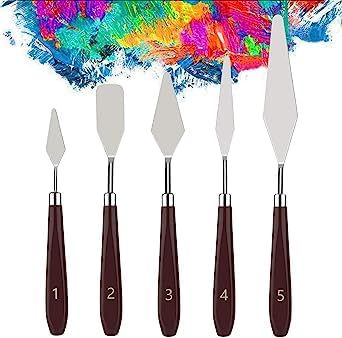 GOODIEBOX 5 Pieces Painting Knives Stainless Steel Palette Knife Set, Paint Scraper Oil Paint Accessories for Oil Painting, Acrylic Painting, Color Mixing and Thick Paint Applications