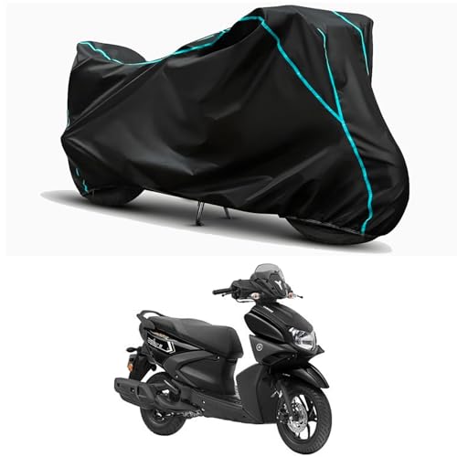 Image of Waterproof Bike Body Cover Compatible for | Yamaha RayZR 125 | Taffeta Fabric, Sky Piping Design, Bottom Elastic Fit | Dustproof, Sun UV & Rain Protection for All Weather.