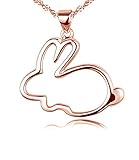 Eove Women Sterling Silver Cute Small Bunny Pendants Necklaces Gifts For Women Girl+Height:0.85