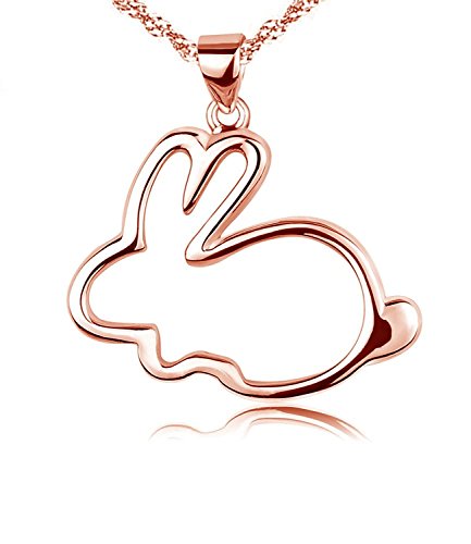 EOVE Women Sterling Silver Cute Small Bunny Pendants Necklaces Gifts for Women Girl+Height:0.85