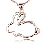 Eove Women Sterling Silver Cute Small Bunny Pendants Necklaces Gifts For Women Girl+Height:0.85"(22mm) Width:0.97"(26mm) Chain Length:18"(450mm)+Rose Gold