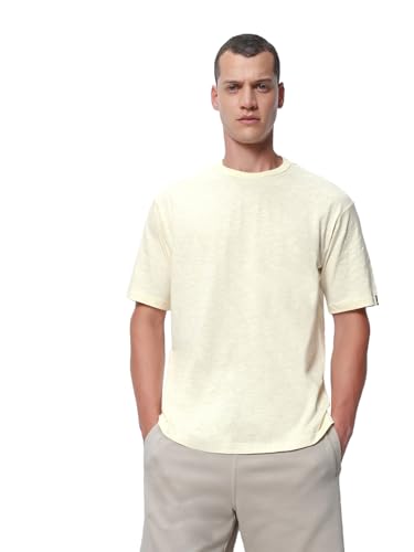 Image of Bewakoof Air 1.0 Men's Solid Oversized Fit Half Sleeve Round Neck Cotton Slub T-Shirt