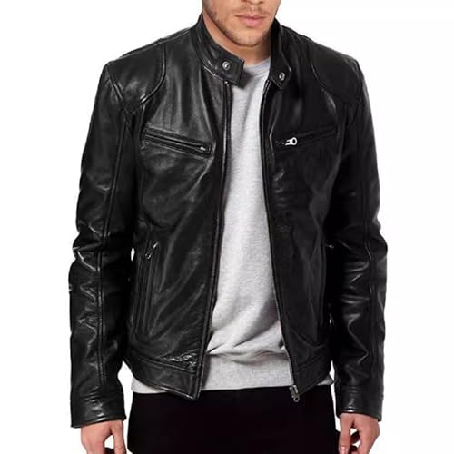 Chaqueta bomber negra de cuero sintético para hombre miniatura 2