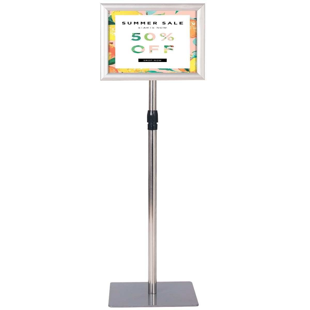 GIANTEX Espositore A3/A4 ad Angolo Retto, Supporto per Informazioni con Struttura in Alluminio, Il Porta Poster Regolabile in 73,5-118 cm Altezza, Nero/Argento (A4 Argento)