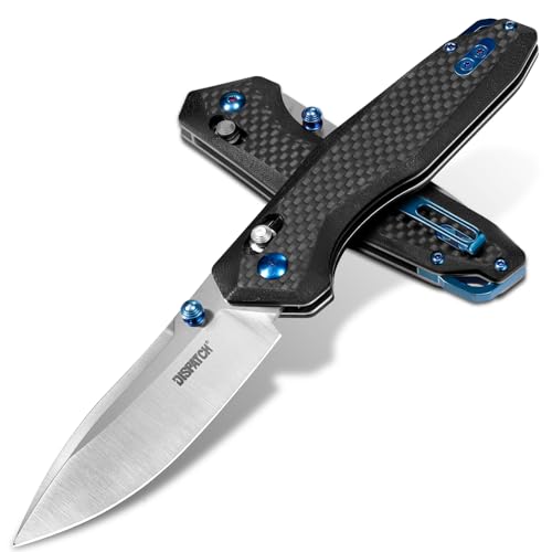 Dispatch Axis Lock Folding Pocket Knife with Clip, 3.27' D2 Steel Blade and Carbon Fiber Handle, Camping Folding Knives for Men Women Hiking Survival Pocketknife
