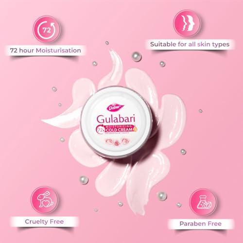 Image of Dabur Gulabari Moisturizing Cold Cream 200gm (100gm x 2) + Gualabari Lip Balm 16gm (8gm x 2) | With Goodness of Natural Rose Oil & Vitamin E | Intense Hydration and Deep Moisturization