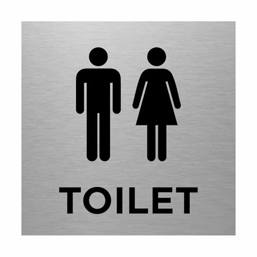 Slimline Aluminium Male Female Toilet Sign from ViroDisplay Brushed Silver 150 x 150mm Durable Printed Surface Self-Adhesive Fixing (1)