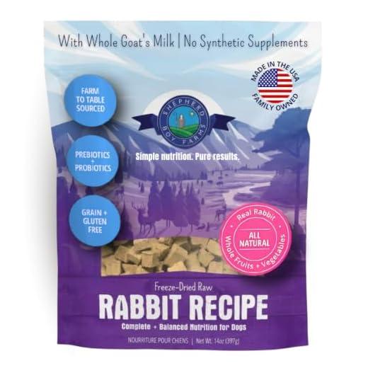 Shepherd Boy Farms Freeze Dried Raw Dog Food, Rabbit Recipe, All Natural, No Synthetics, Made in USA with Goat's Milk & Organic Produce, High Protein, Complete Meal (14oz)