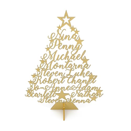 Personalized Family Christmas Trees on Stand, Custom Laser Cut Names, Xmas 2025, Large Ornament, Home Decor, Handmade Freestanding Wood and Acrylic, Happy New Year 2026, Names of Your Choice