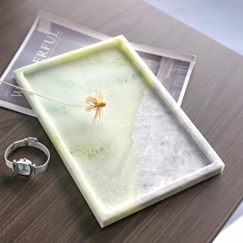 Real Luxurious Natural Marble Vanity Tray Genuine Marble Storage Tray for Home Decor Stone Tray for Bathroom/Kitchen/Vanity/Dresser,Plate Holder for Tissues, Candles, Towel by FutureStone - Image 2