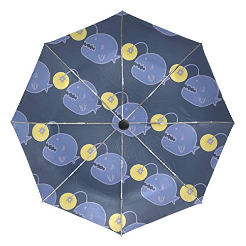 Preisvergleich Produktbild Tiefsee Laterne Fisch Sonne Regen Automatischer Regenschirm Winddicht Reisen UV