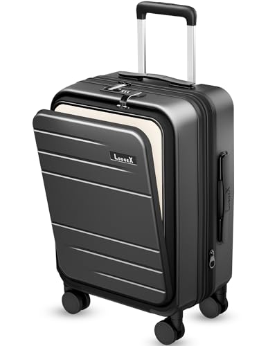 LUGGEX Carry On Luggage for Airplanes - Expandable Polycarbonate Hard Shell Suitcase with Laptop Compartment (Black, 20 Inch) image 6