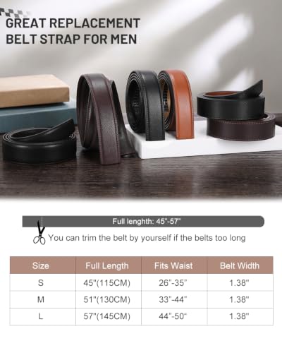 Image of BELTROAD Ratchet Belt Strap for Men Leather Belts Without Buckle | Only 1 3 /8 inch Replacement Belt Strap for 1.5 inch Buckle Men's Adjustable Leather Ratchet Belt for Jeans Pants Dress Casual Gifts