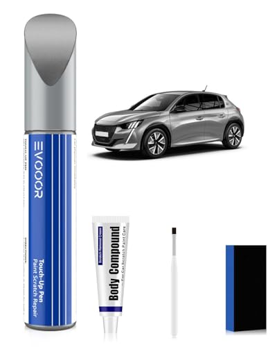 KCA Gris Artense Metallic Kit de retouche peinture automobile avec effaceur de rayures pour Peugeot, Réparation des rayures pour voiture, Solution rapide et facile pour la réparation