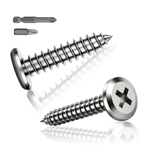 Jiahezhi Lot de 32 vis à bois - M4 x 20 mm - En acier inoxydable A2 V2A - Vis à tête plate - Vis autotaraudeuses - Vis à tête plate - Vis autotaraudeuses - Avec embout pour bois, métal, bricolage et