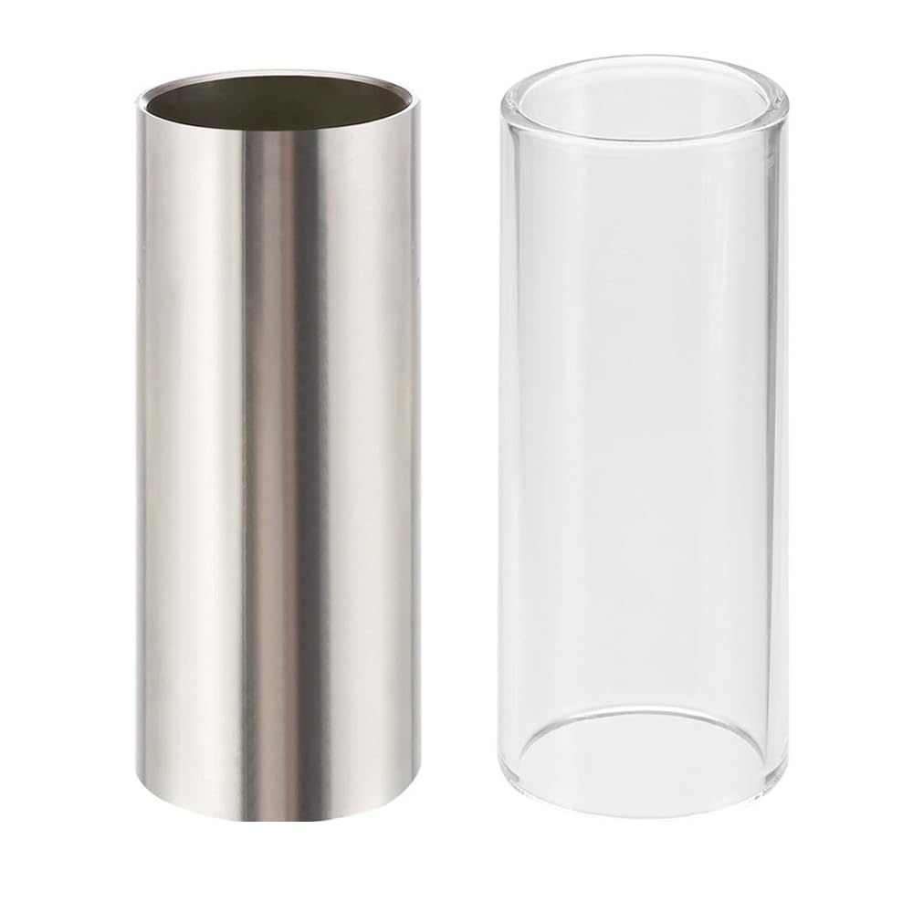 Glass Slide 2 Pieces Stainless Steel Slide Finger and Knuckle Slide Guitar Slide Guitar Slides for Electric Guitar,Guitar & Gear Accessories (6cm)