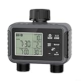 Garten Bewässerungstimer IPX5 Wasserdicht Dual Programmierbare Ausgänge Unabhängige Zonensteuerung Regenverzögerung Manuelle Automatische Modi Einstellbare Dauer für Rasensprinkler Gewächshaus