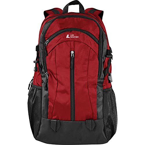 [ラドウェザー] リュック メンズ レディース 撥水・防汚 リュックサック 通勤 通学 登山 USB充電ポート付き(レッド)