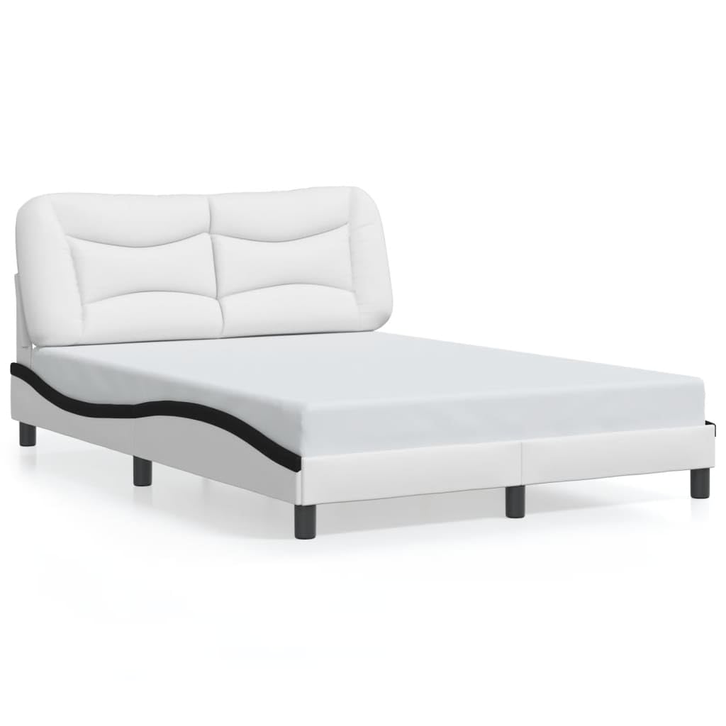 Estructura de cama con LED 120 x 200 cm, piel sintética, diseño ondulado moderno, estructura de metal resistente, para jóvenes y habitaciones de invitados