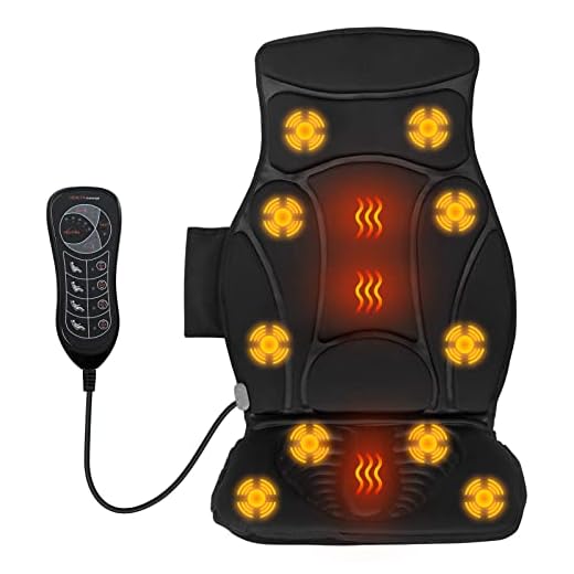 WELLHUT Massage Seat Cushion Back Massager with Heat, 10 Vibration Nodes & 2 Heat Pads, Back Massager for Waist Hips Muscle Pain Relief, Back Massager Chair Pad for Home Office Use