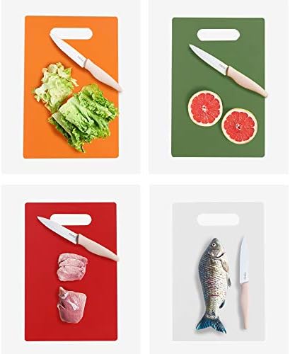 Fosly Set of 4 Colored Plastic Chopping Board, Small Kitchen Cutting Board