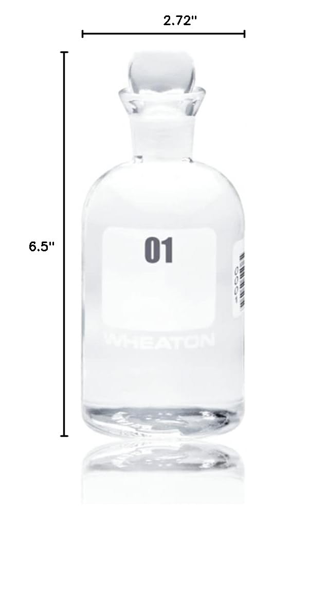 Wheaton 227497-17 BOD Bottle, 300mL, Robotic Stopper, Numbered 385-408, 69mm Diameter x 165mm Height (Case Of 24)