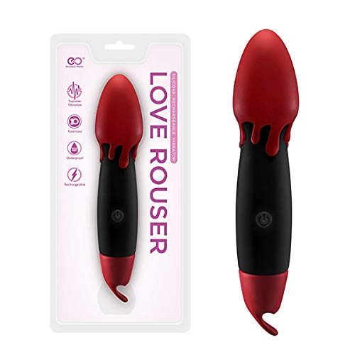 Love Rouser - Vibrador Multivelocidade Recarregável com Língua em Silicone 6,5´ - Preto e Vermelho